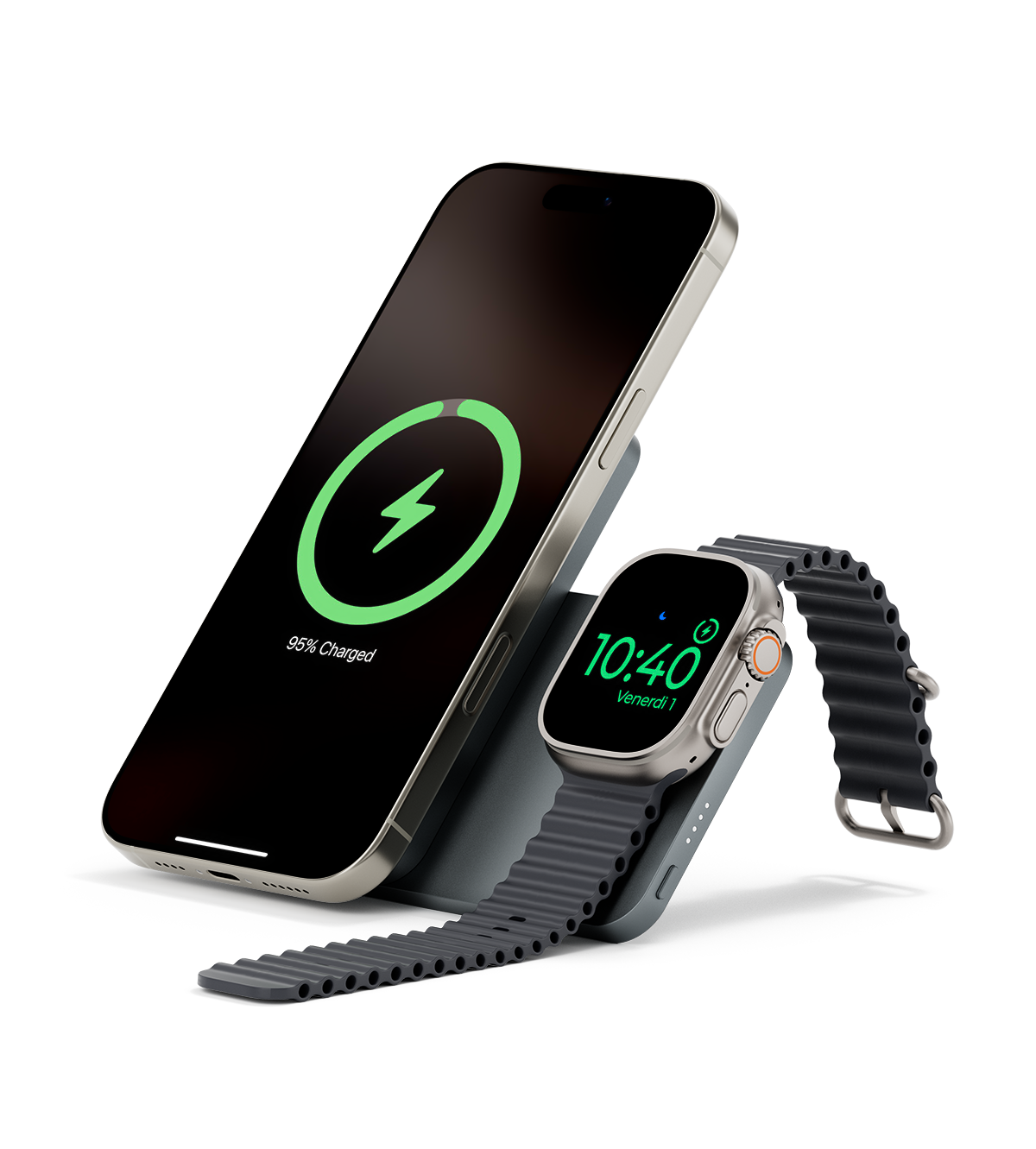 KUXIU K2 Qi2 15W Fast Charging 3-in-1 MagSafe Power Bank - Gray